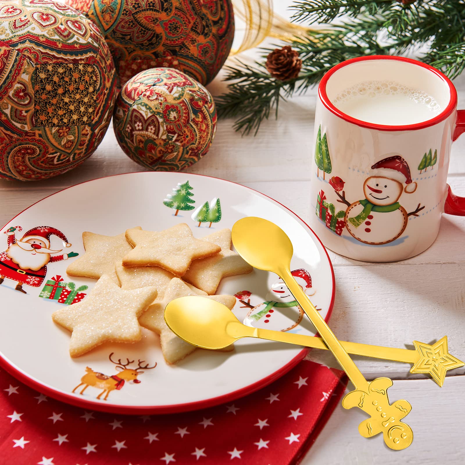 16 Pieces Christmas Spoon Set Christmas Stirring Spoon Creative Stainless Steel Coffee Spoon Tea Spoon Soup Spoon Dessert Spoon